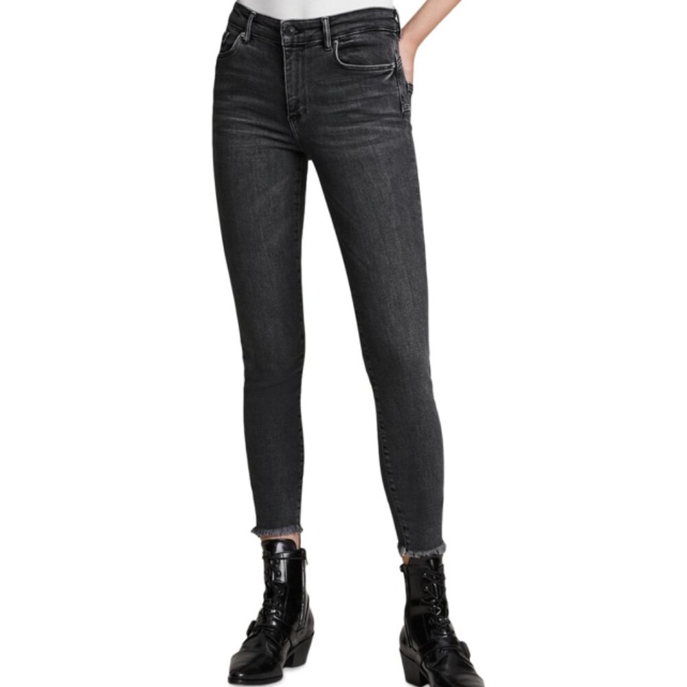 All Saints Miller Push Up Skinny Jeans in Washed Black Size 24